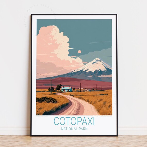 Cotopaxi National Park Ecuador Snowy Volcano Winding Road Poster