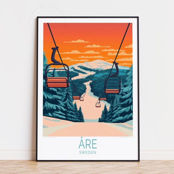 Re Sweden Travel Poster Wall Art Ski Resorts Print Home Decor Birthday Gifts Wedding Present Personalised