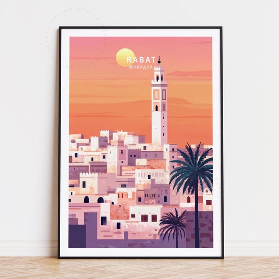 Rabat Morocco Travel Poster Wall Art Print Birthday Present Minimalist Home Decor