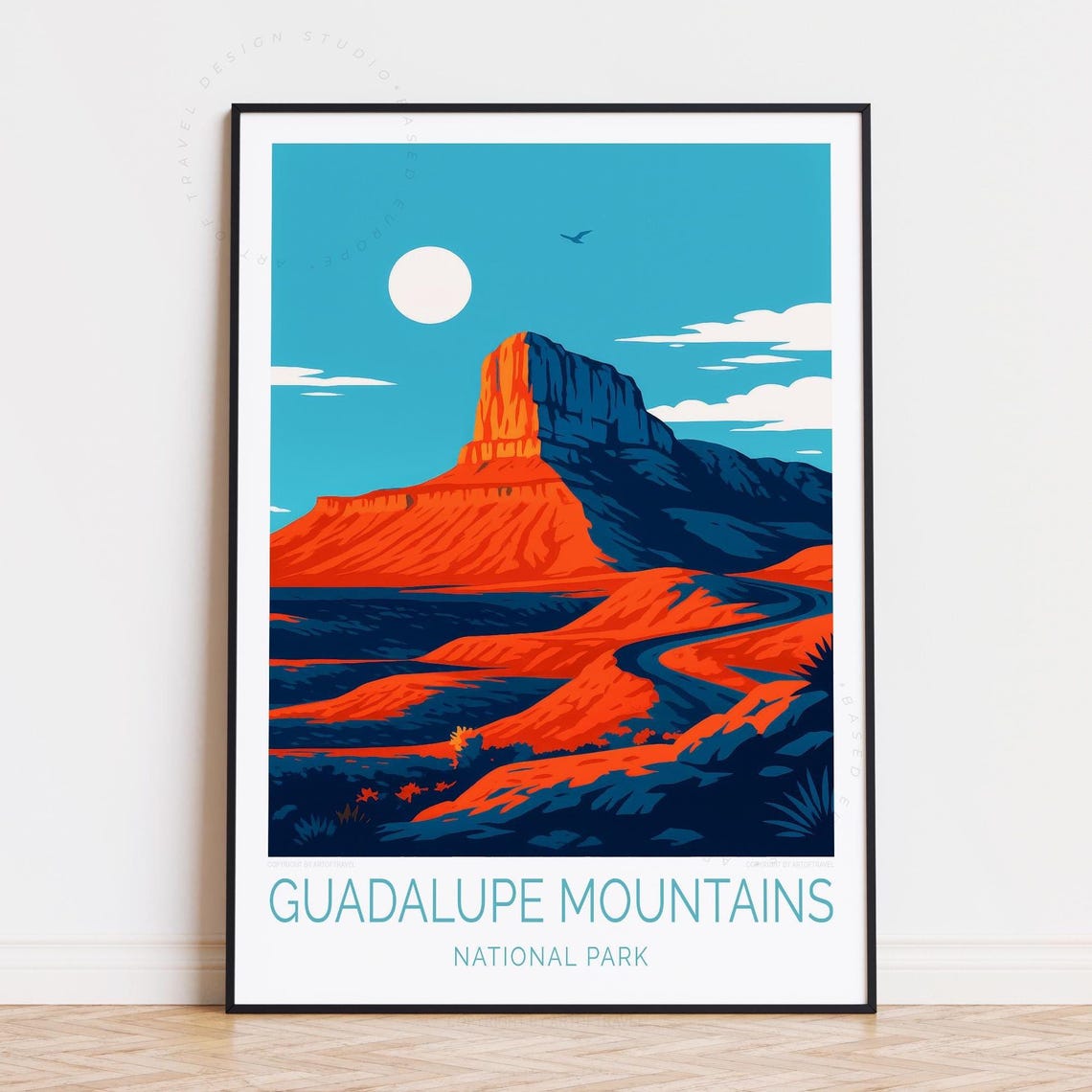 Guadalupe Mountains National Park Red Rock Desert Moonlight Poster