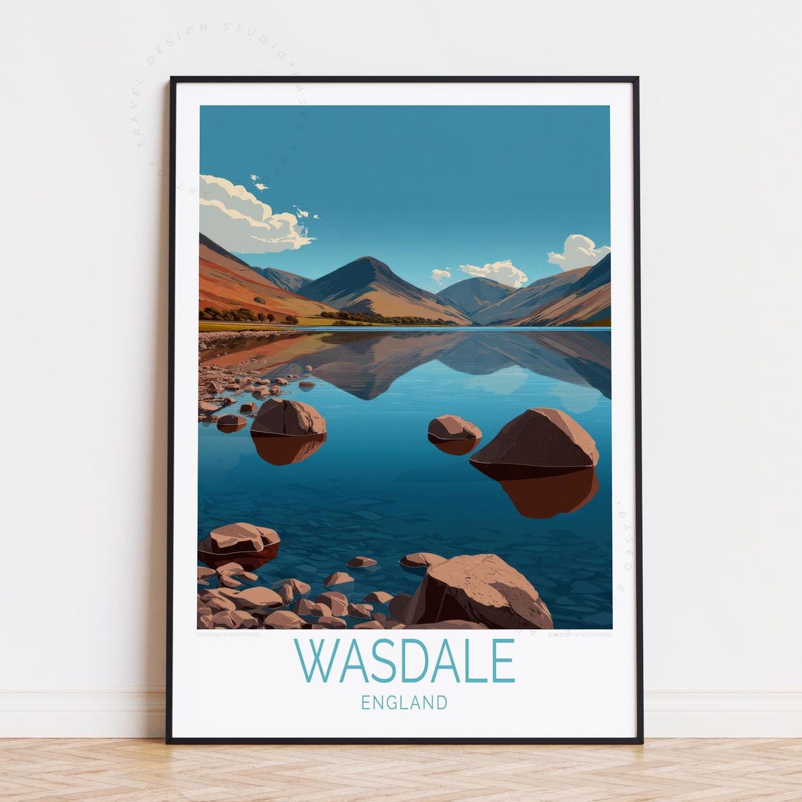 Wasdale England Wastwater Rocky Shore Fell Reflections Travel Poster