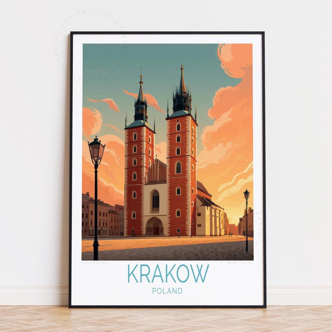 Krakow Travel Poster, Poland Art Print