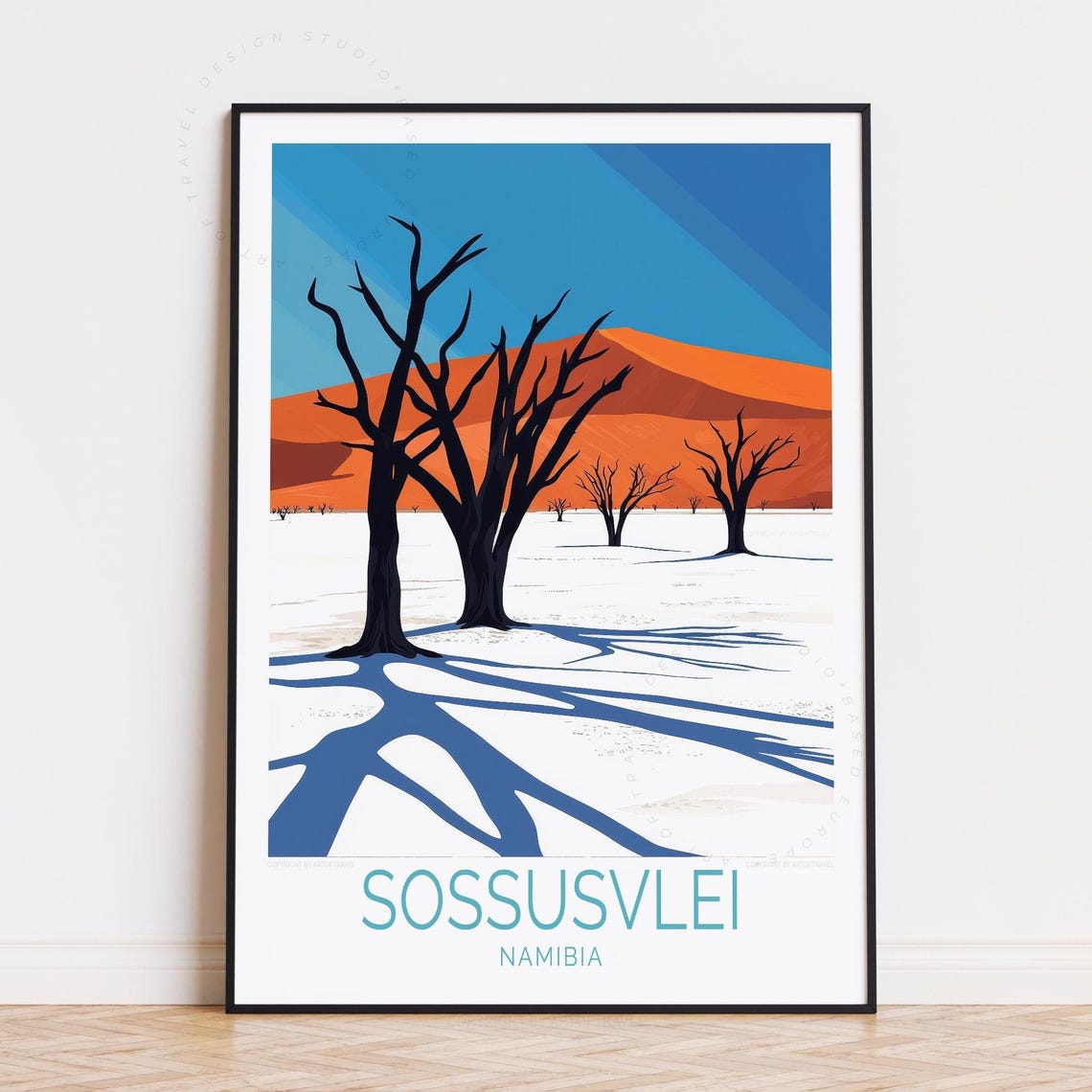 Sossusvlei Namibia Dead Trees Red Dunes White Clay Pan Art Poster