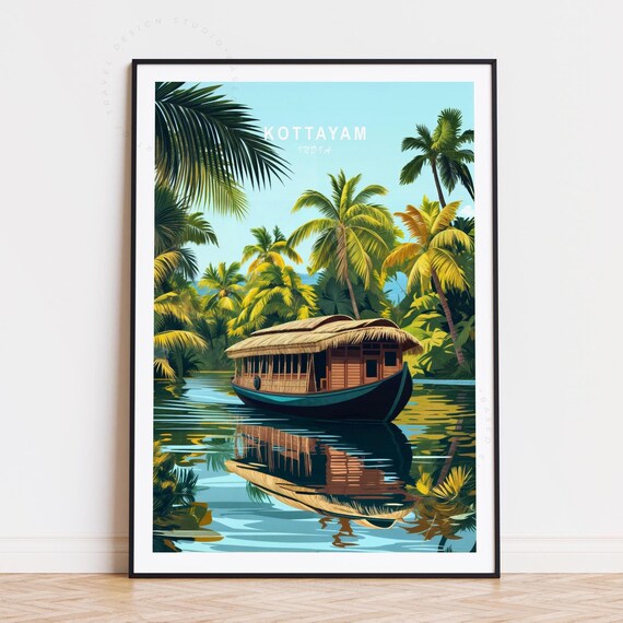 Kottayam India Houseboat Kerala Backwater Reflections Poster