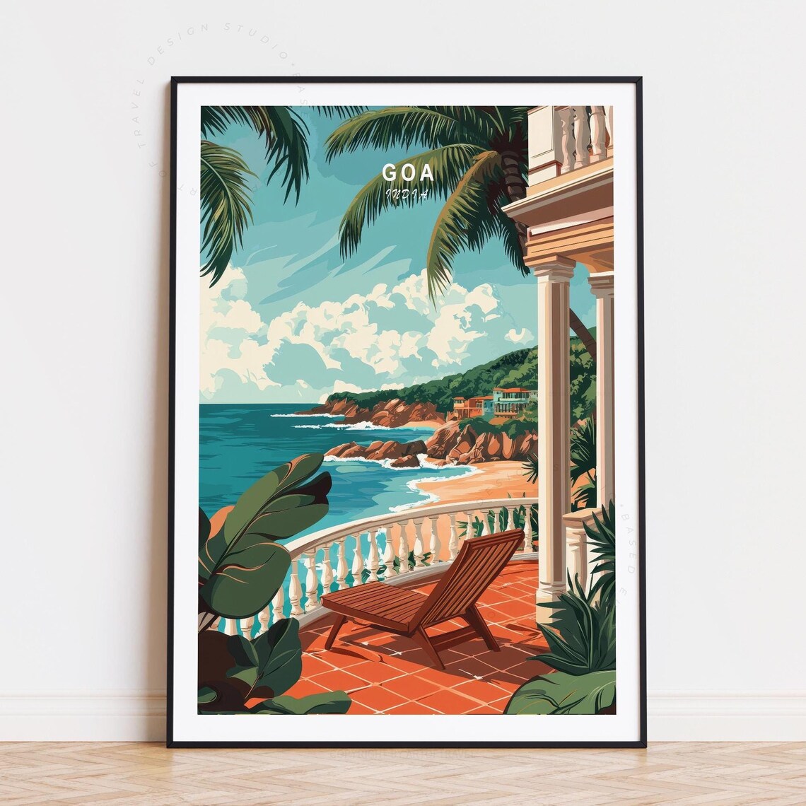 Goa India Rocky Bay Veranda Sunset Terrace Getaway Travel Poster