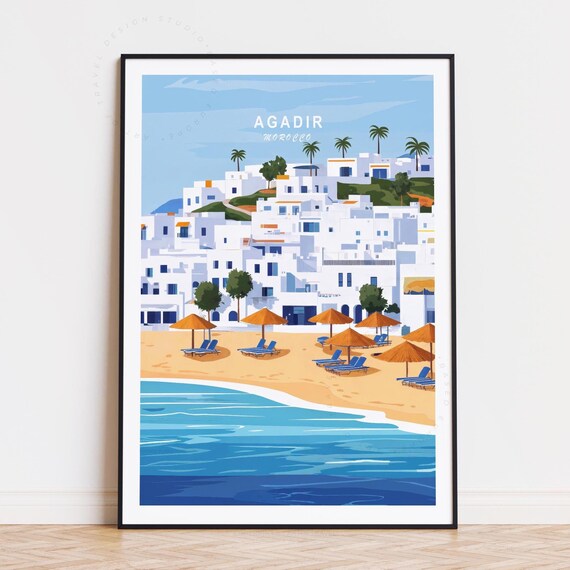 Agadir Travel Poster, Morocco Wall Art Print
