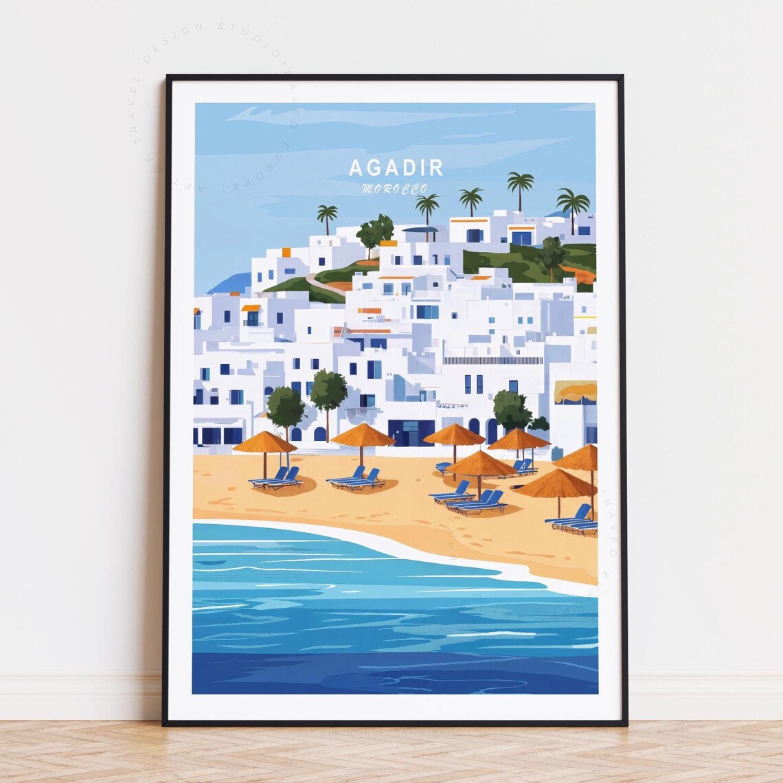 Agadir Travel Poster, Morocco Wall Art Print