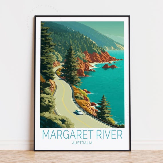 Margaret River Australia Travel Poster Wall Art Print Birthday Present Housewarming Gifts
