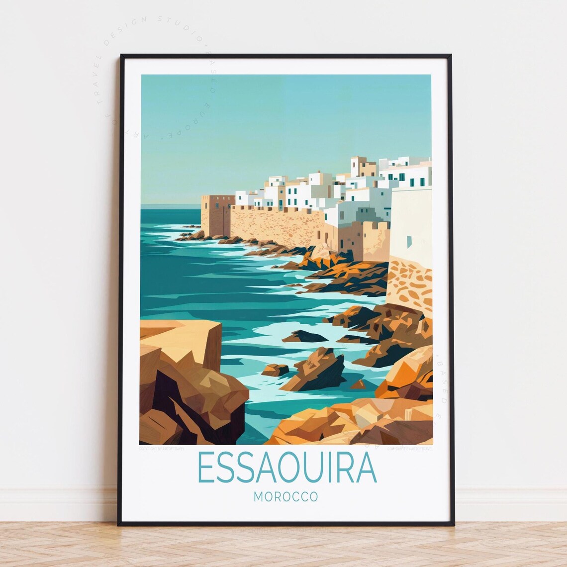 Essaouira Morocco Seaside Medina Walls Ocean Waves Travel Poster