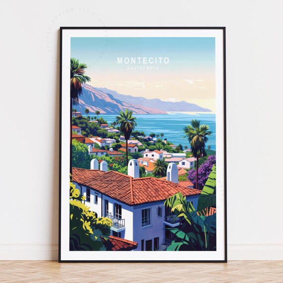 Montecito California Hillside Villas Ocean View Travel Poster