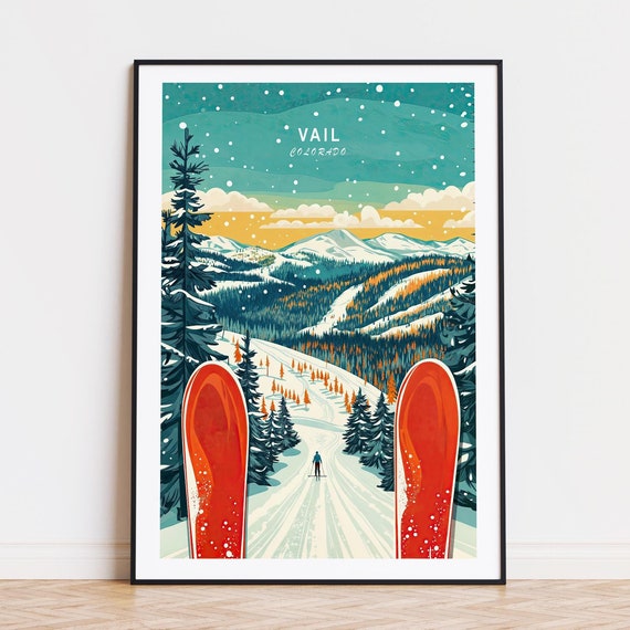 Vail Travel Poster Colorado Wall Art Ski Print Personalised Birthday Gifts Home Decor
