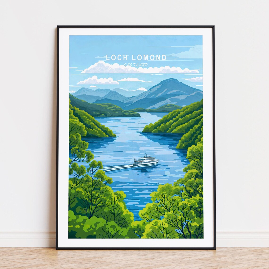Loch Lomond Scotland Lake Cruise Ship Highlands Travel Poster