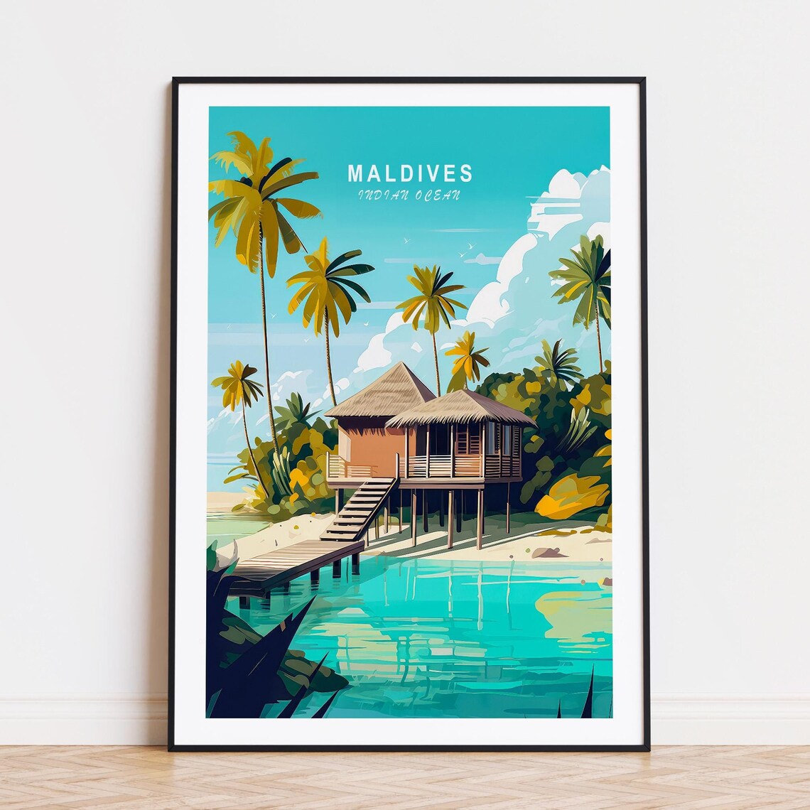Maldives Indian Ocean Overwater Villa Palm Island Escape Poster