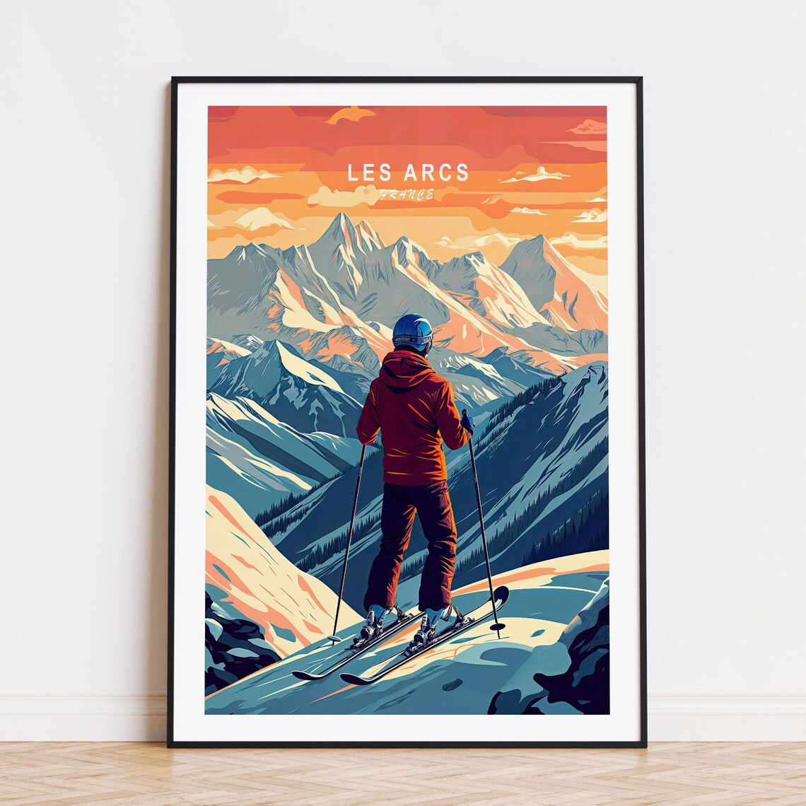 Les Arcs France Minimalist Travel Poster, Art Print