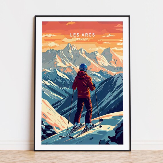 Les Arcs France Minimalist Travel Poster, Art Print