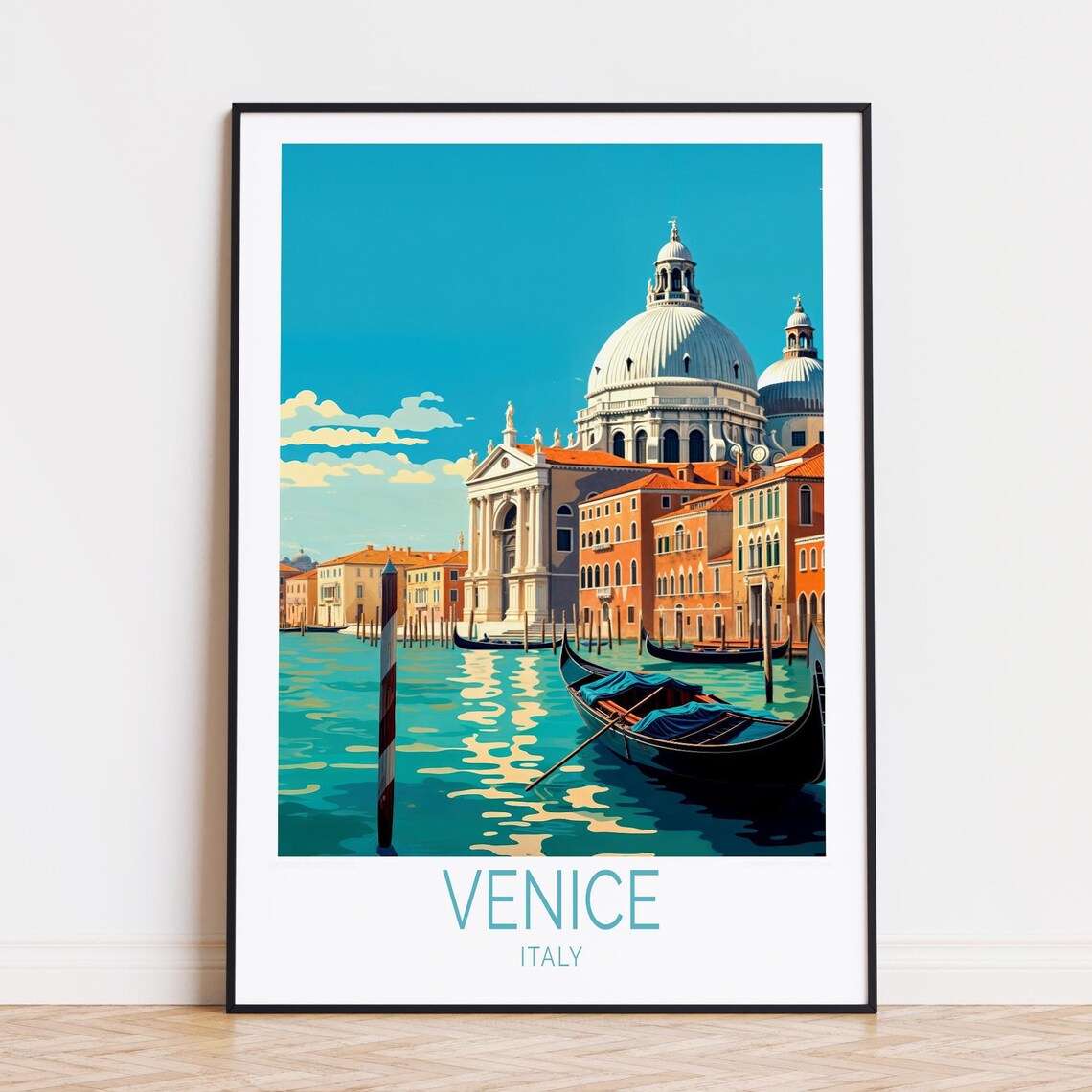 Venice Italy Salute Basilica Domes Gondolas Grand Canal Scene Poster