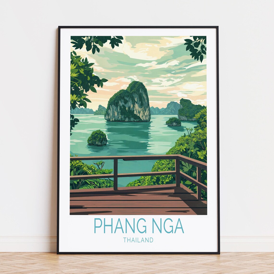 Phang Nga Thailand Limestone Karst Islands Bay Overlook Travel Poster