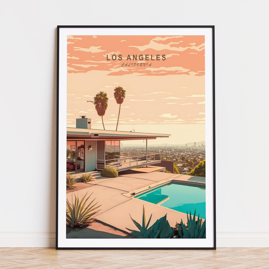 Los Angeles Travel Poster California Wall Art Los Angeles Print Birthday Gifts Stahl House Custom Travel Poster
