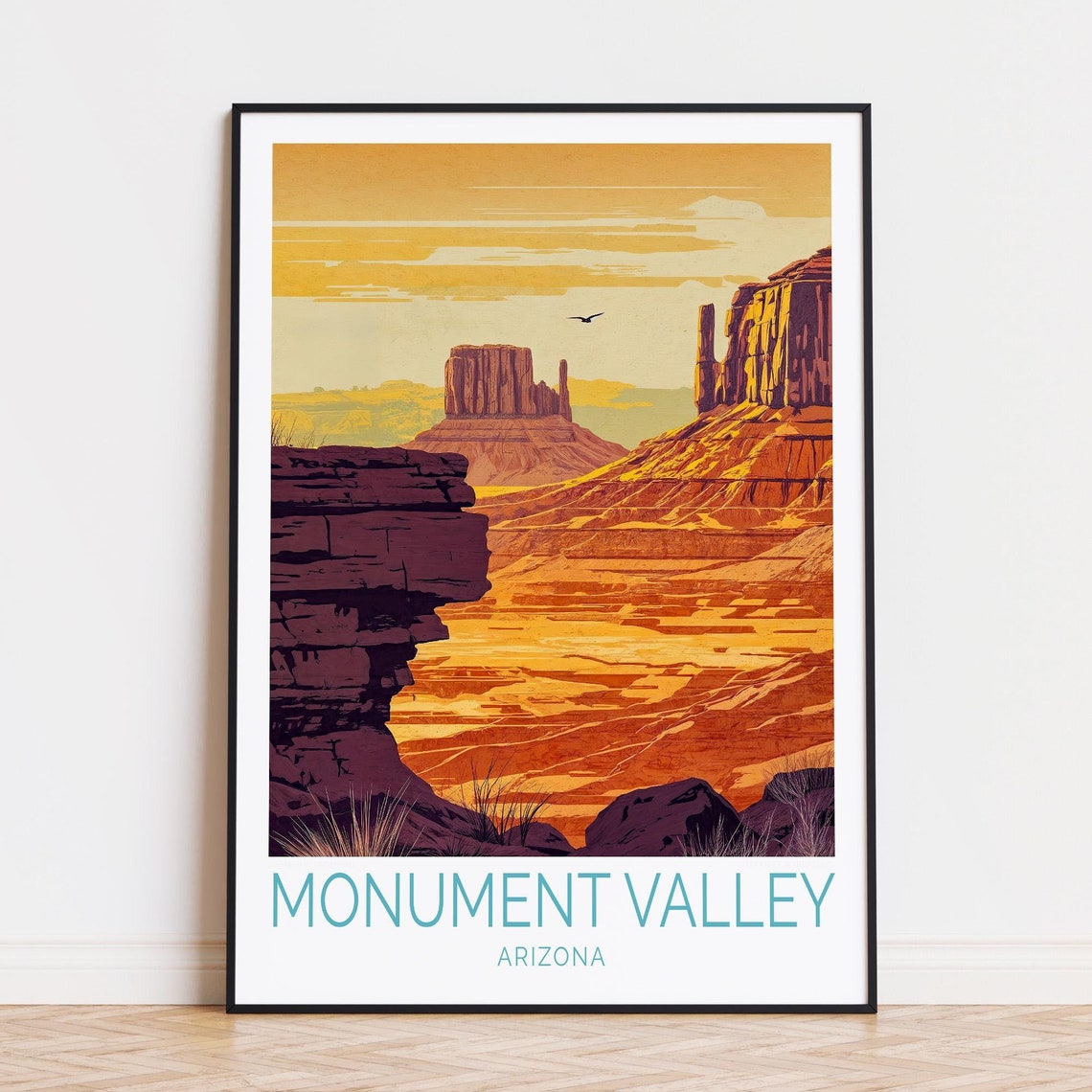Monument Valley Arizona Desert Mesas Sunset Golden Hues Poster