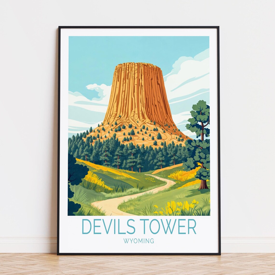 Devils Tower Wyoming National Monument Pine Forest Travel Poster
