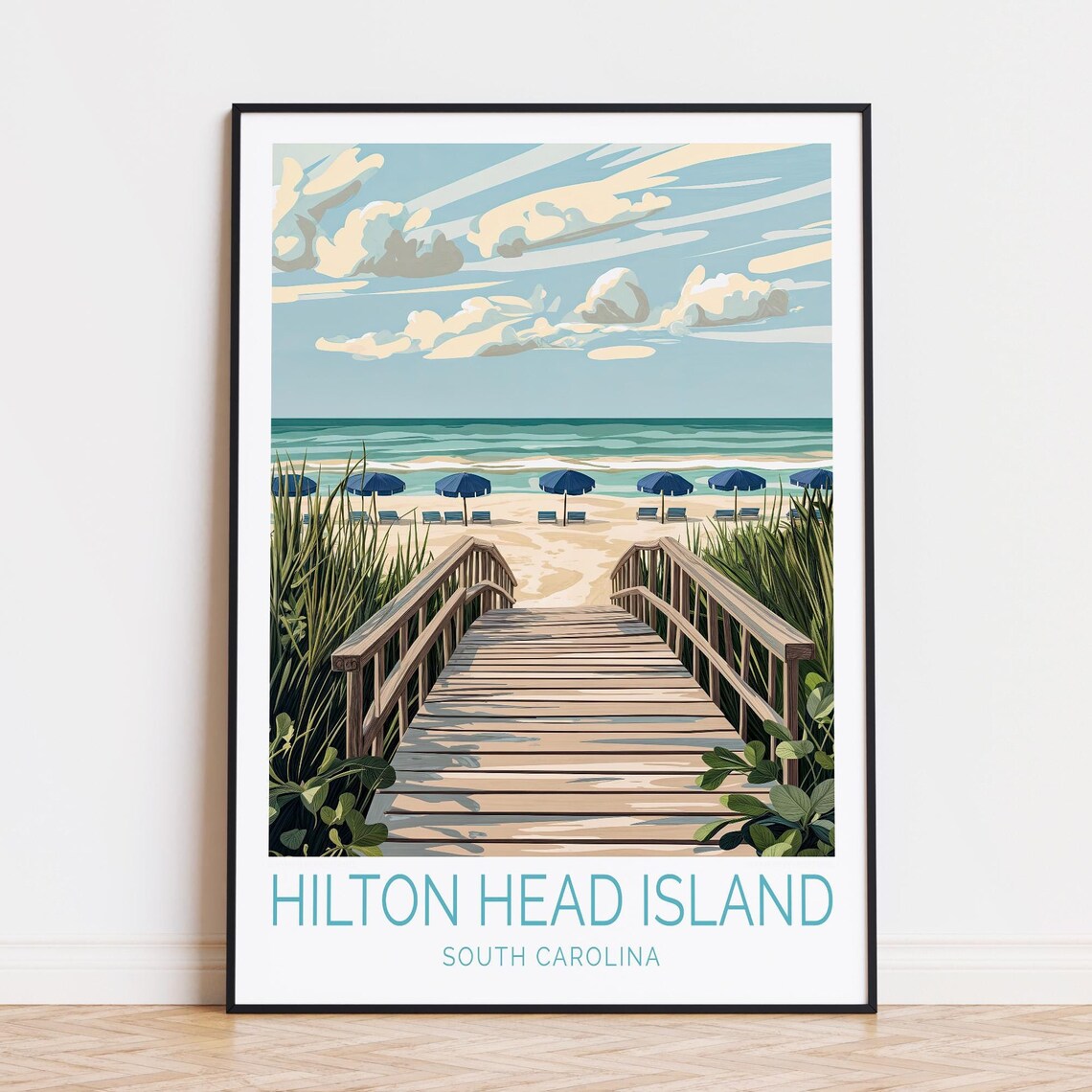 Hilton Head Island South Carolina Beach Boardwalk Travel Poster