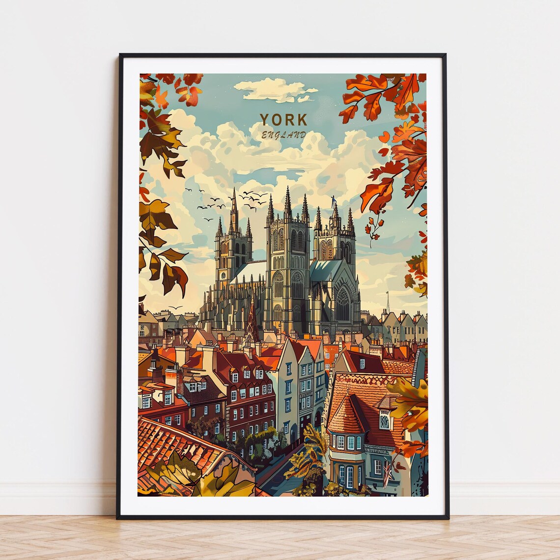 York England Travel Poster, Place Name Wall Art