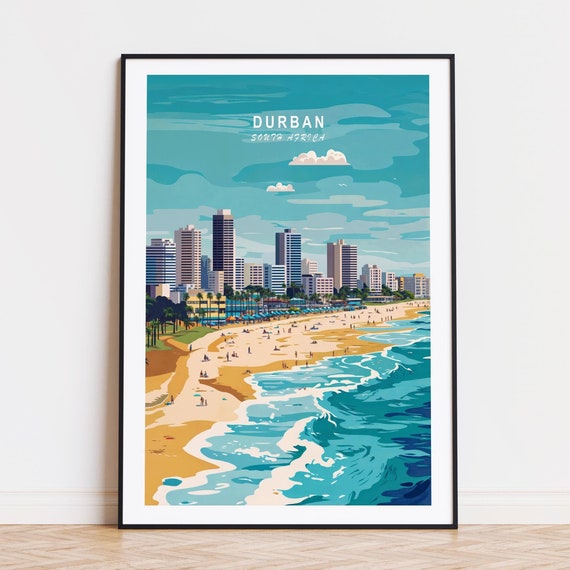 Durban Travel Poster South Africa Wall Art Print Birthday Present Wedding Gifts Home Decor Minimalist Ciytscape