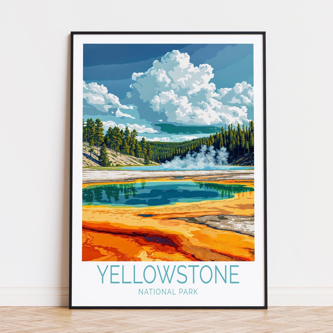 Yellowstone Grand Prismatic Wide Vista Drama Caption Below Poster