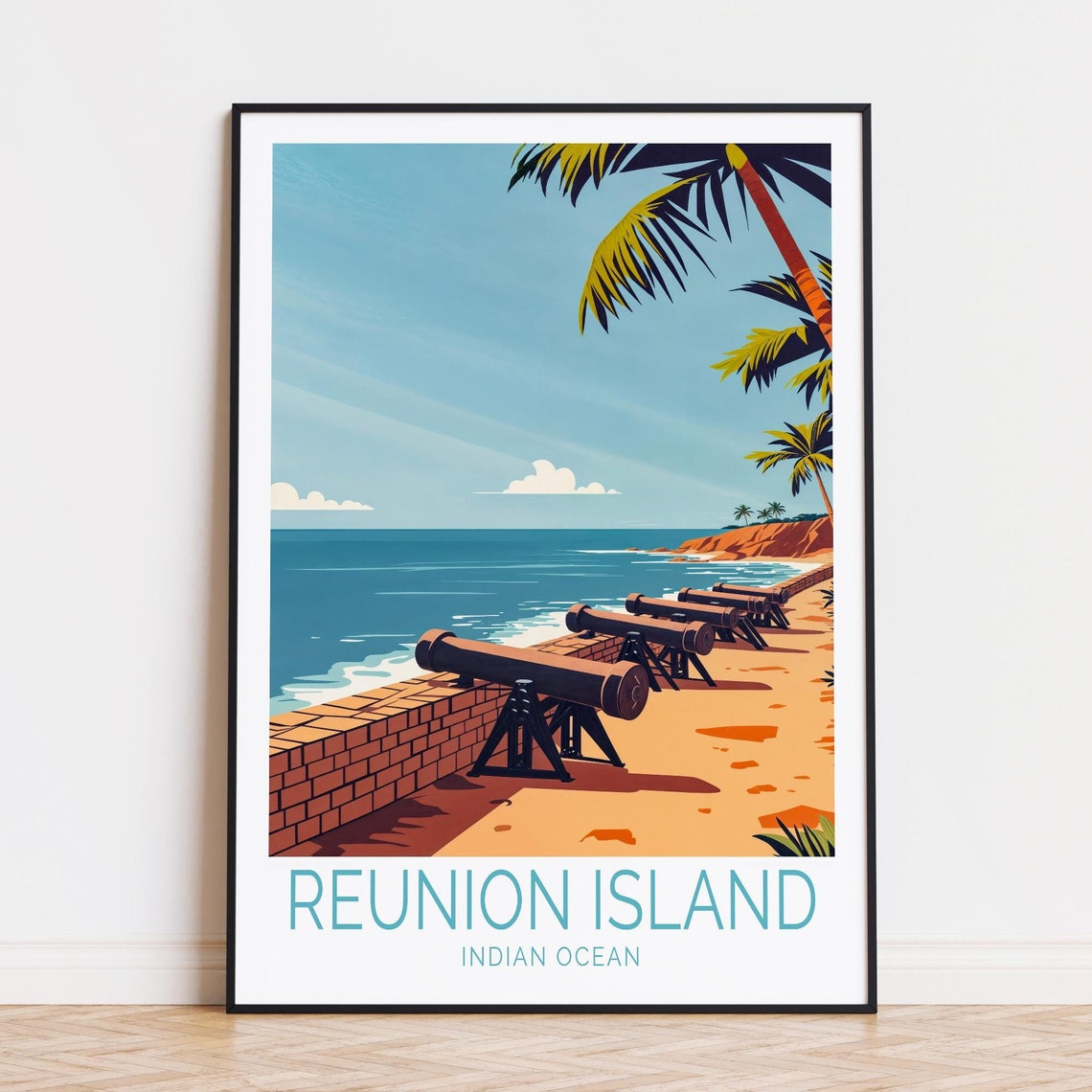 Reunion Island Indian Ocean Historic Cannons Coastal Seaside Poster