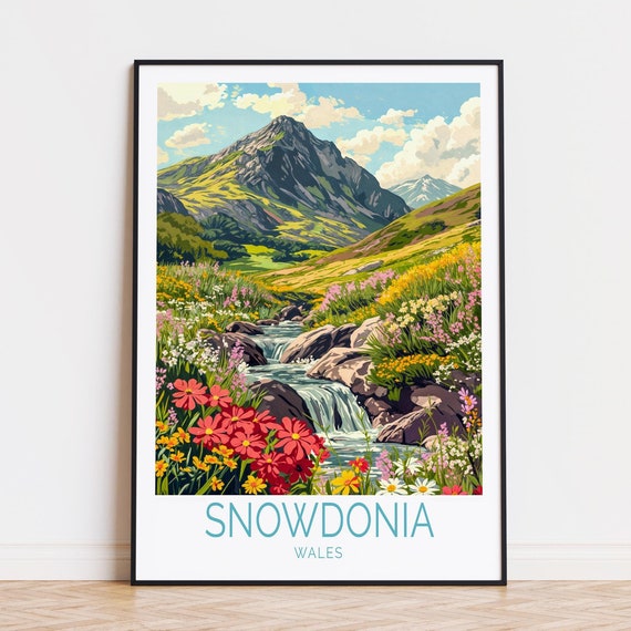 Snowdonia Travel Poster, Wales Wall Art Print