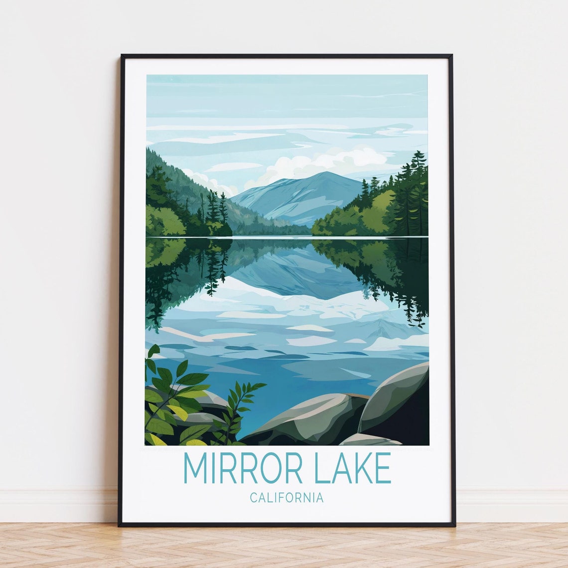 Mirror Lake California Mountain Reflection Lake Travel Poster