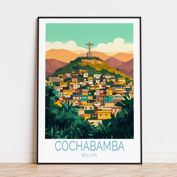 Cochabamba Bolivia Travel Poster Wall Art Cristo De La Concordia Print Home Decor Birthday Gifts Custom
