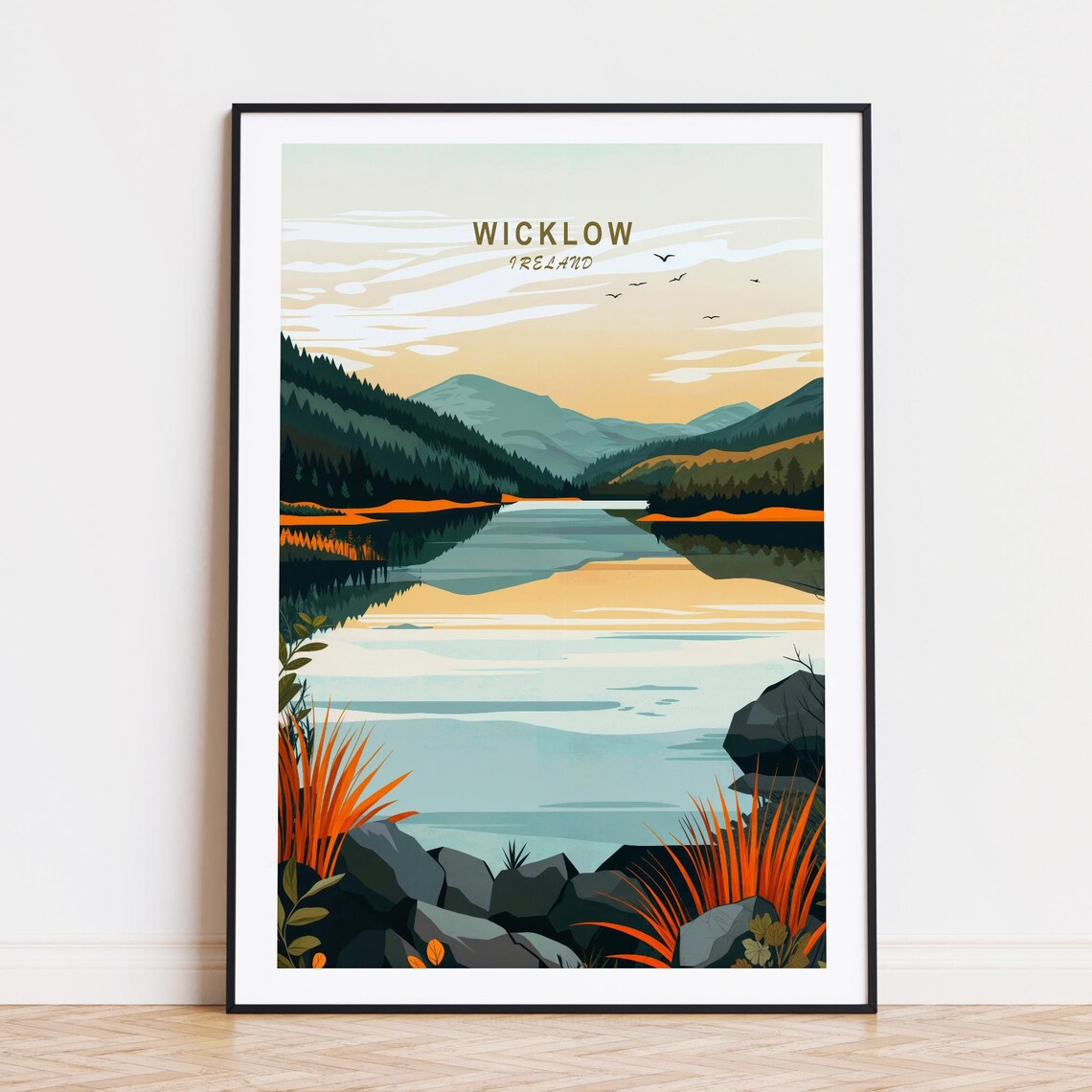 Wicklow Ireland Serene Lake Valley Sunrise Reeds Irish Countryside Poster