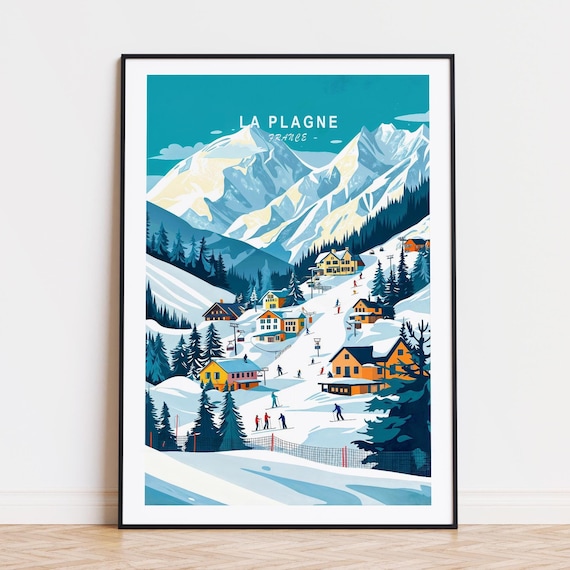 La Plagne France Travel Poster, Ski Area Art Print