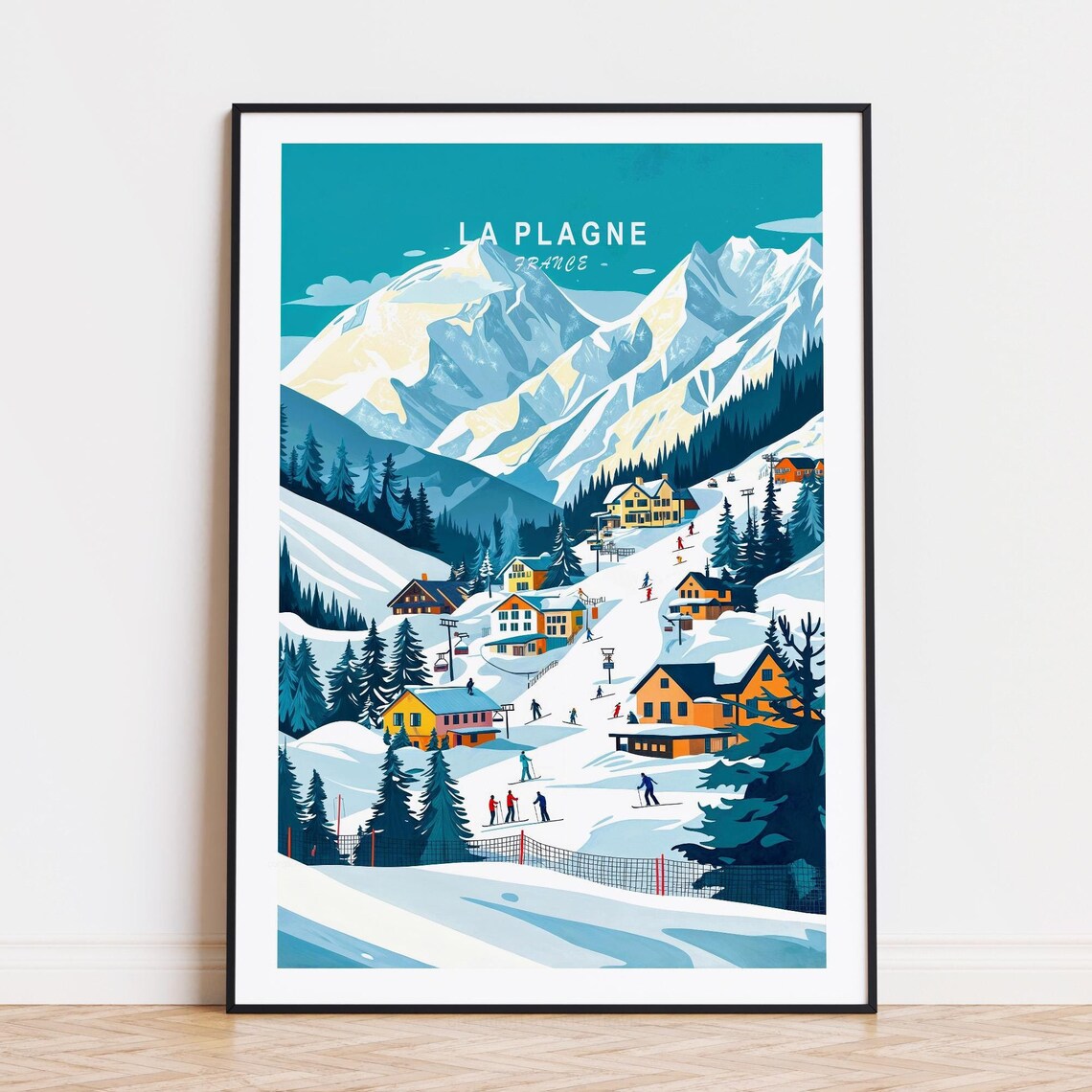La Plagne France Travel Poster, Ski Area Art Print