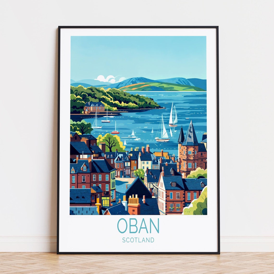 Oban Scotland Travel Poster, Home Decor Art Print
