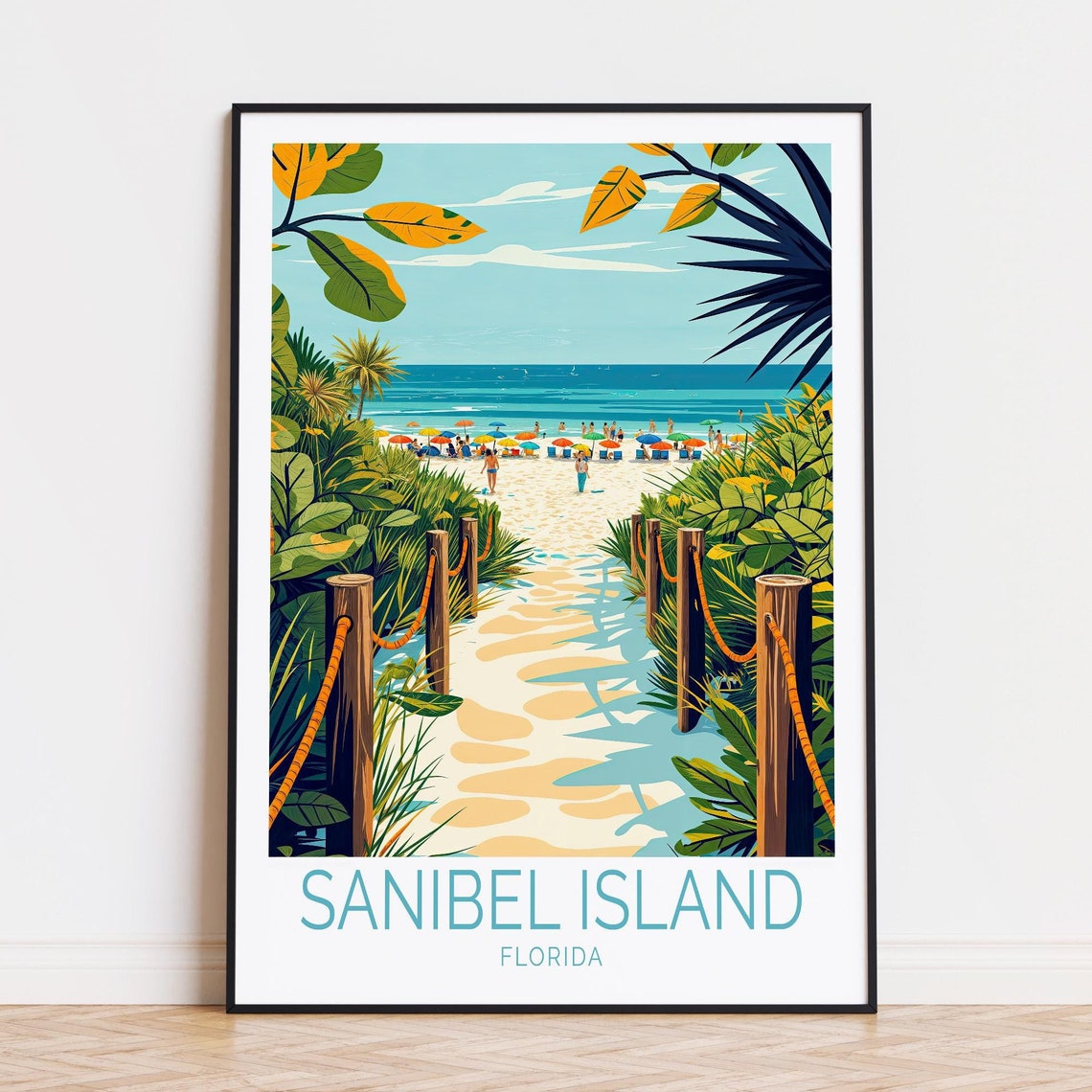 Sanibel Island Florida Tropical Beach Path Summer Travel Poster