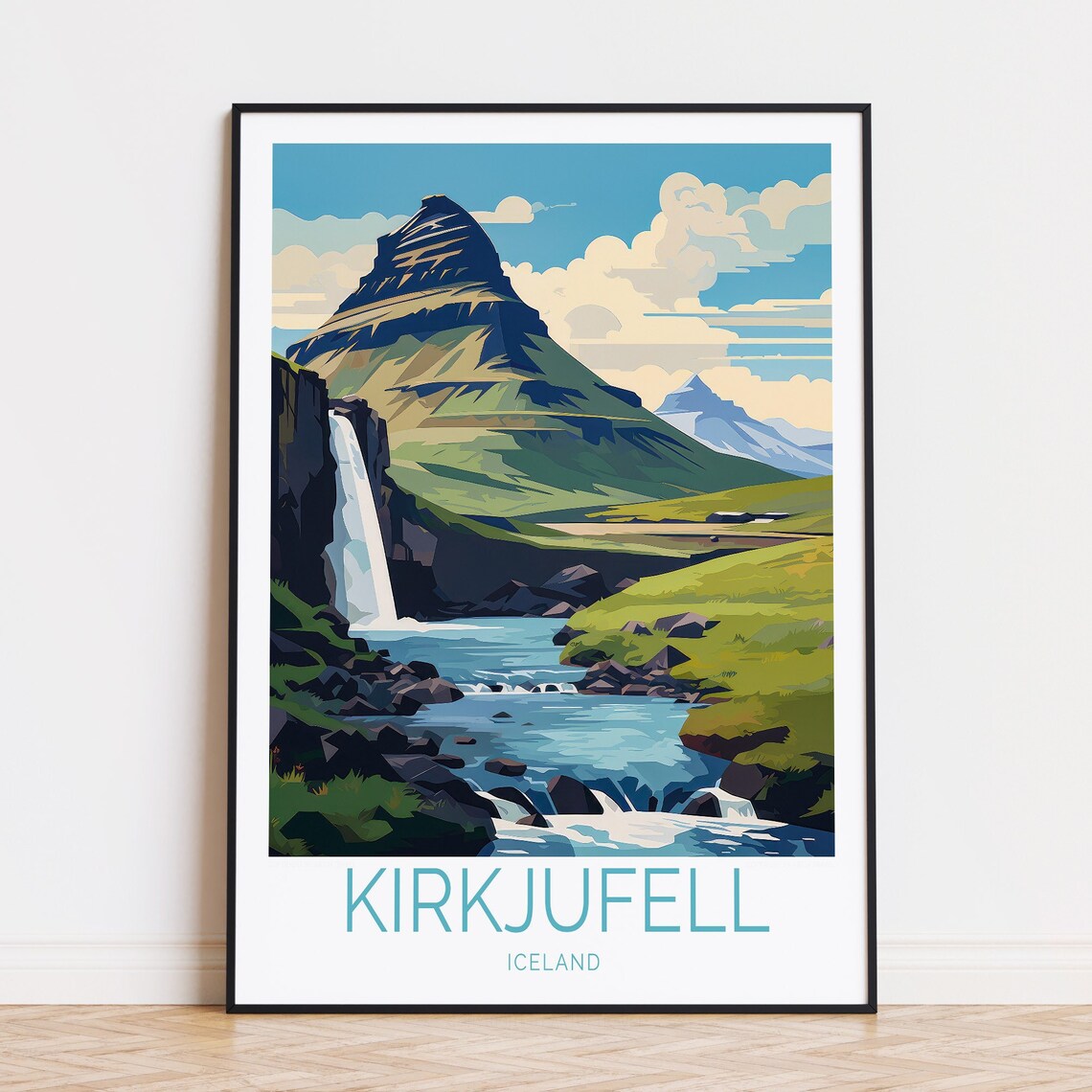 Kirkjufell Travel Poster, Iceland Travel Art Print