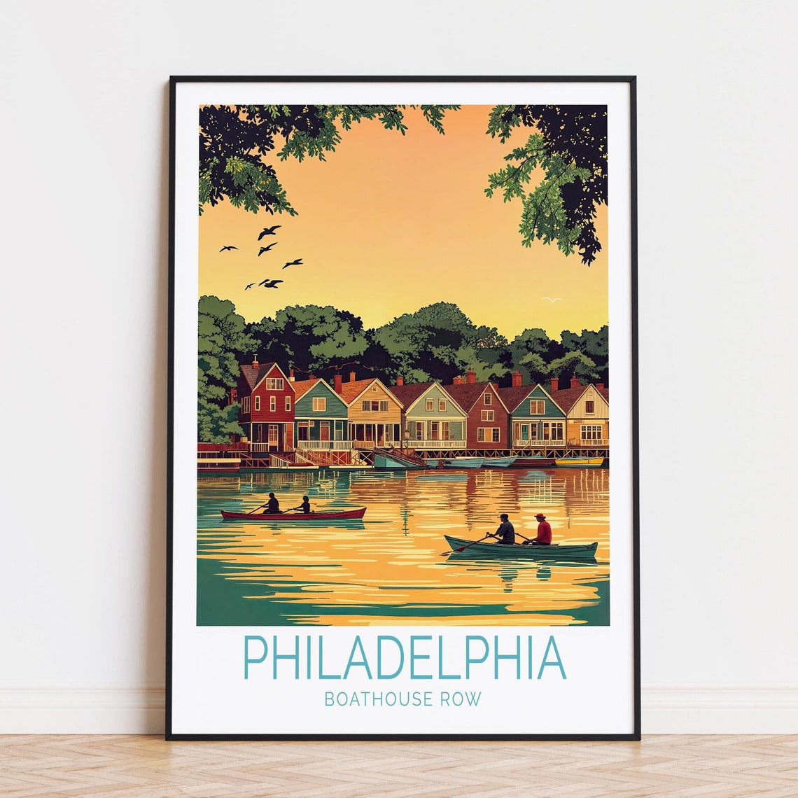 Philadelphia Boathouse Row Sunset Schuylkill River Rowers Poster