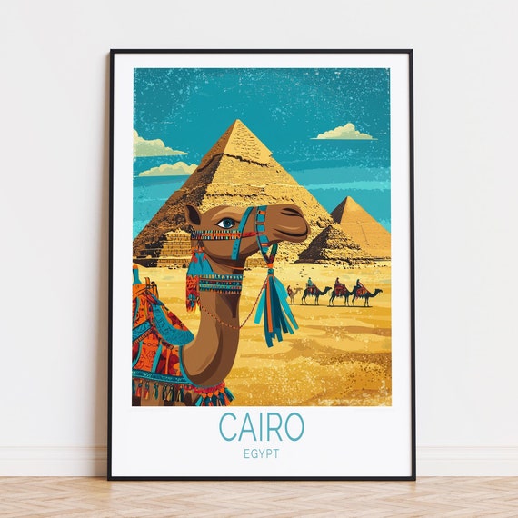 Cairo Egypt Travel Poster Wall Art Print Personalised Home Decor Birthday Present Wedding Gifts