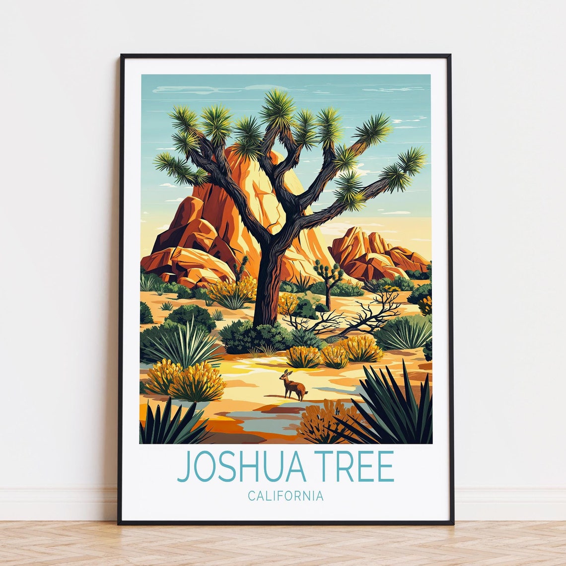 Joshua Tree California Desert Yucca Rock Formations Dusk Poster