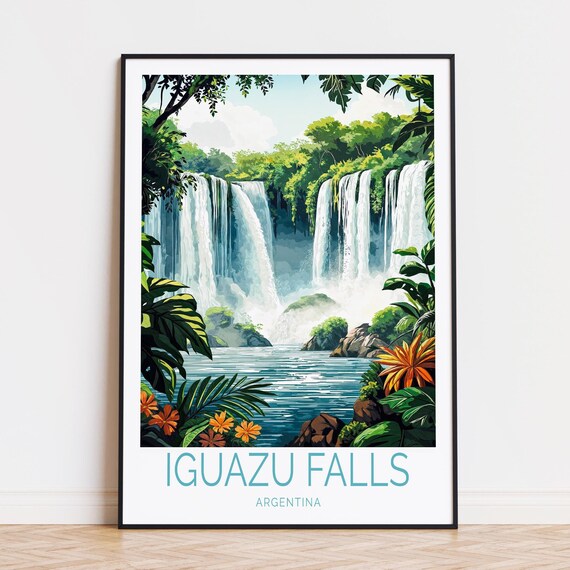 Iguazu Falls Argentina Tropical Rainforest Waterfall Travel Poster