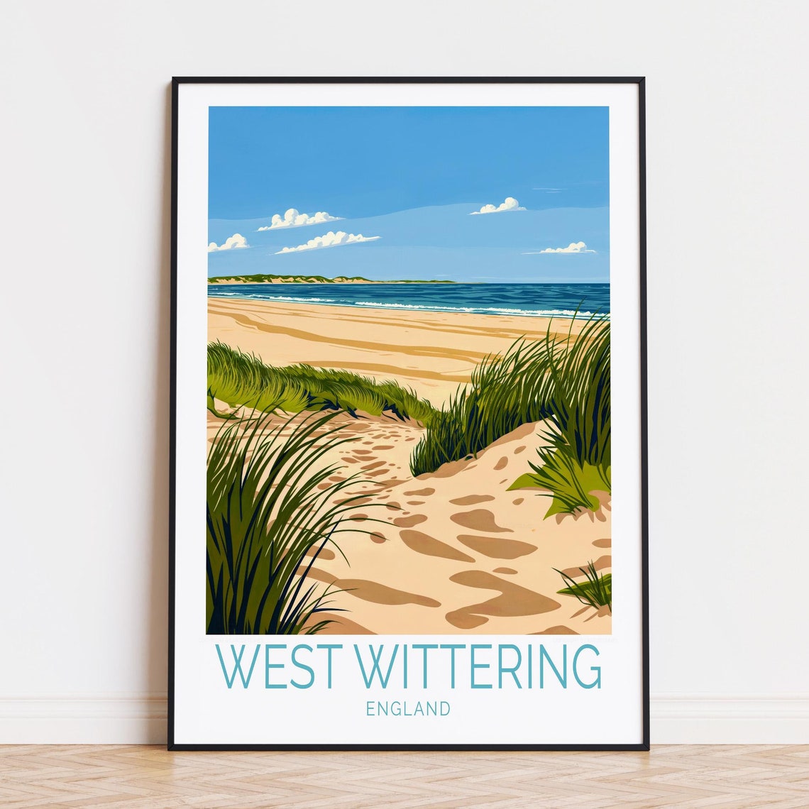 West Wittering England Quiet Sandy Beach and Tall Dune Grass Poster