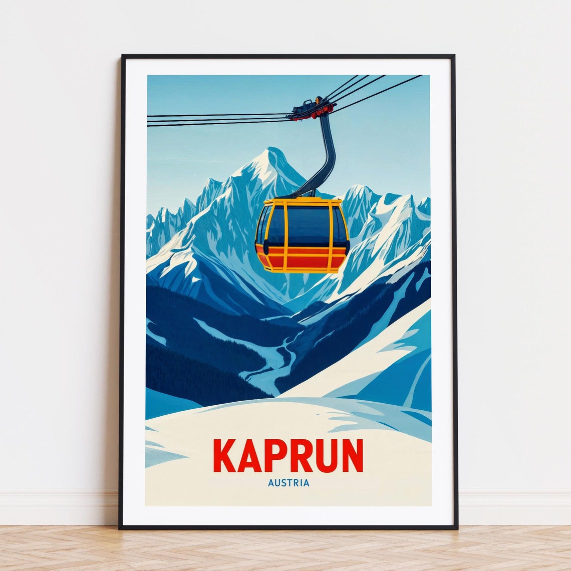 Kaprun Austria Travel Poster, Europe Wall Art Print
