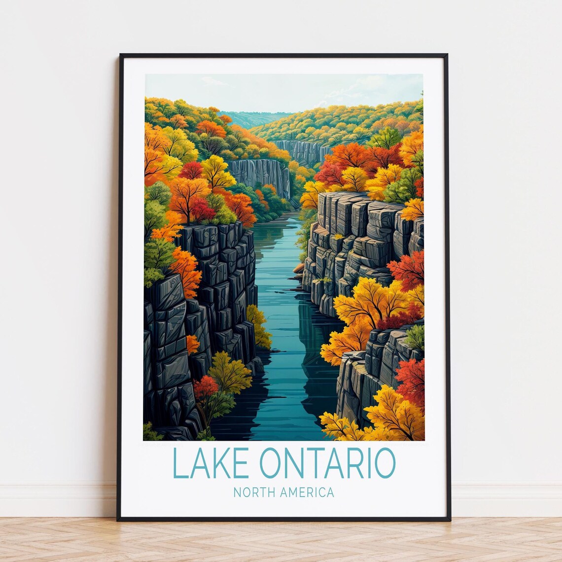 Lake Ontario North America Autumn Gorge River Foliage Poster