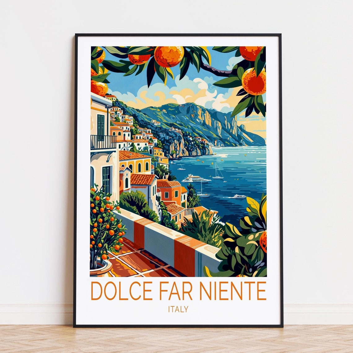 Dolce Far Niente Italy Travel Poster, Wall Art Print