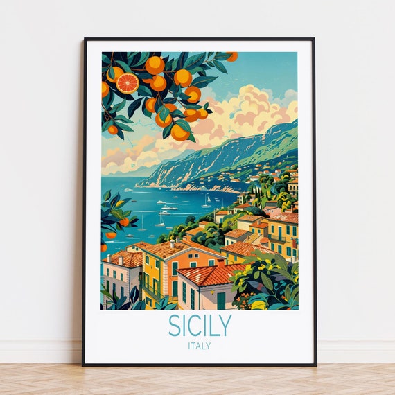 Sicily Italy Travel Poster, Home Decor Art Print