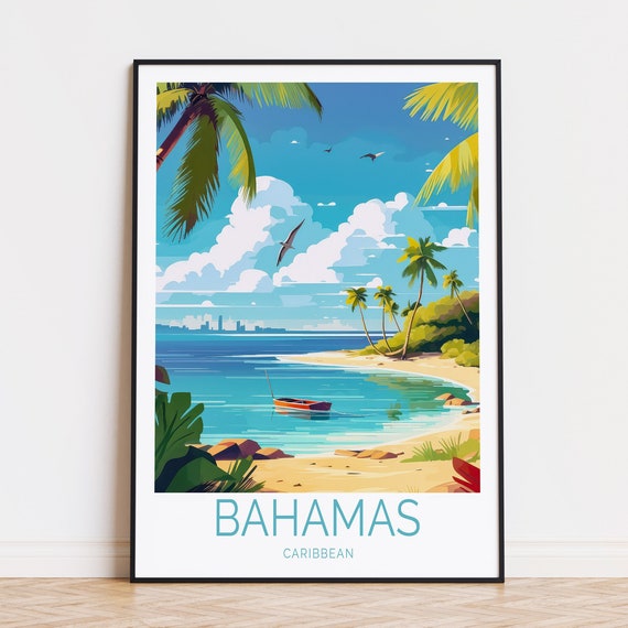 Bahamas Travel Poster, Caribbean Wall Art Print