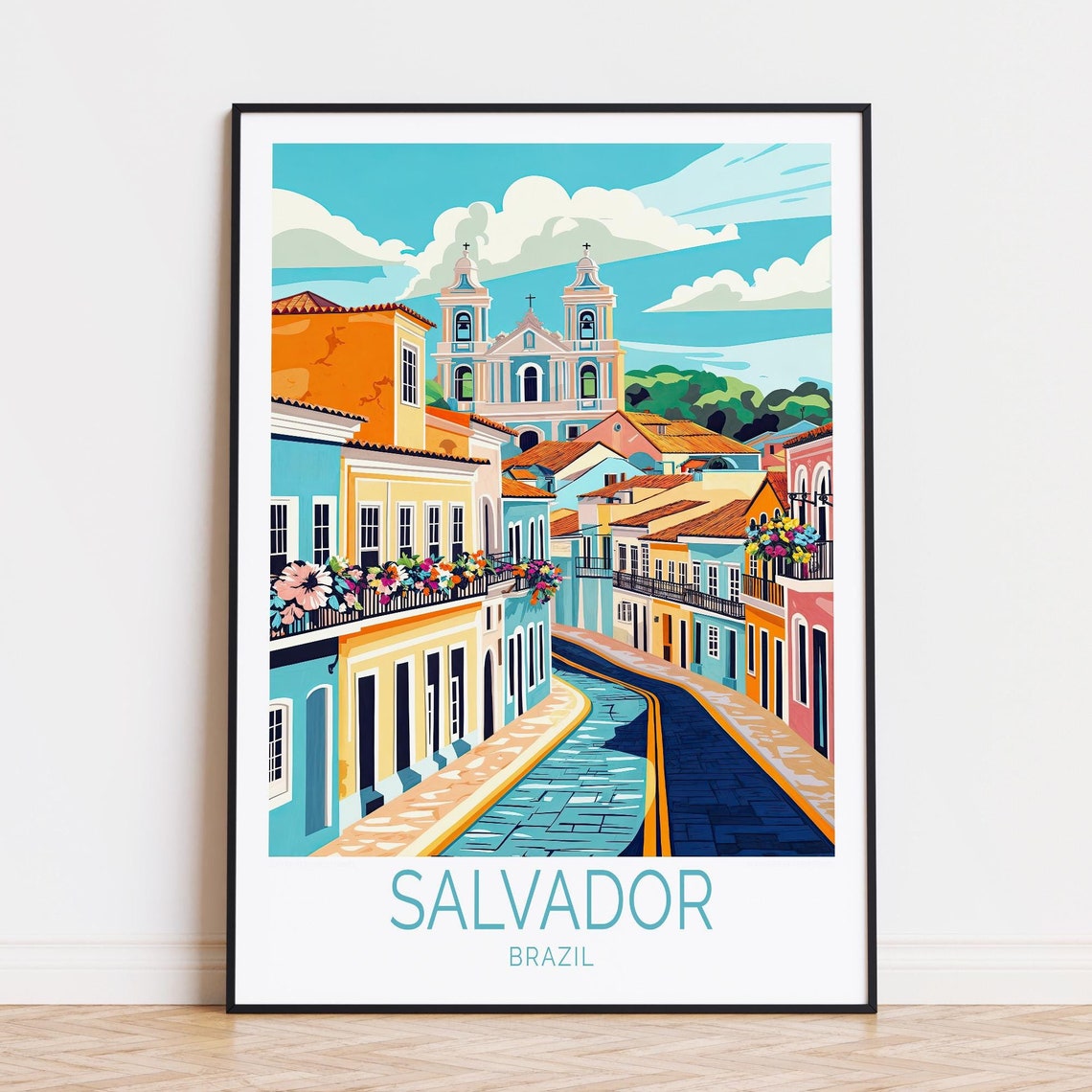 Salvador Brazil Travel Poster Brazil Wall Art Salvador Print Pelourinho Poster Home Decor Birthday Gifts Wedding Present