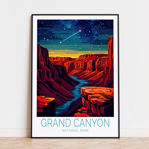 Grand Canyon National Park Starry Night Desert Canyon Poster